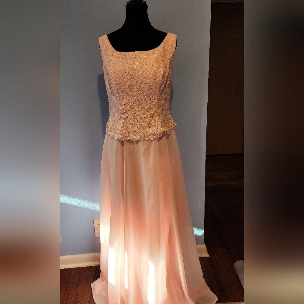 Pink Lace And Sequins Bodice Evening Gown NEW